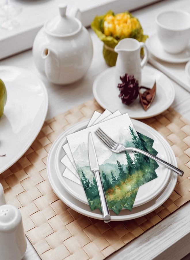 Ialtsidws 80 Pcs Forest-Themed Napkins - Decorative Woodland 6.5x6.5 Inch Disposable Paper Luncheon Napkins for Wedding, Birthday, Baby Shower, Theme Party, Bathroom Hand Towels - Image 2